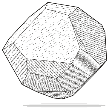 An engraving of a rough, uncut diamond crystal